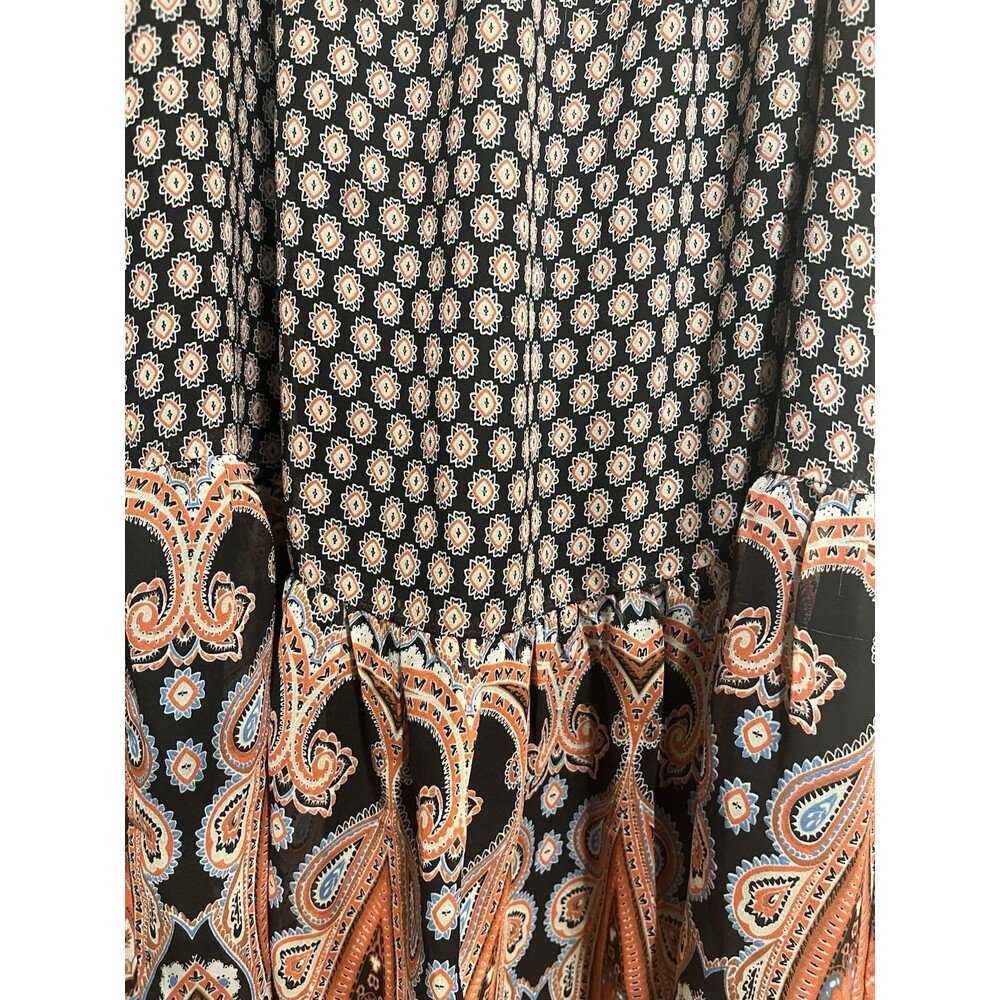 Umgee Boho Paisley Crochet Bell Sleeve Off Shoulder Tunic Mini Dress Orange M - Picture 4 of 4
